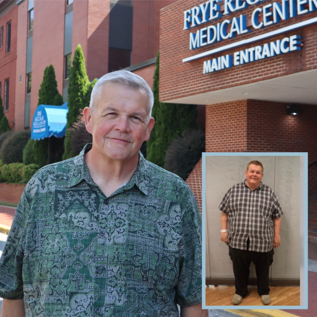 Tracy Sain before and after weight loss surgery at Frye Regional Medical Center